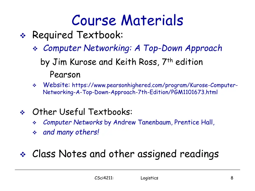 course materials required textbook computer
