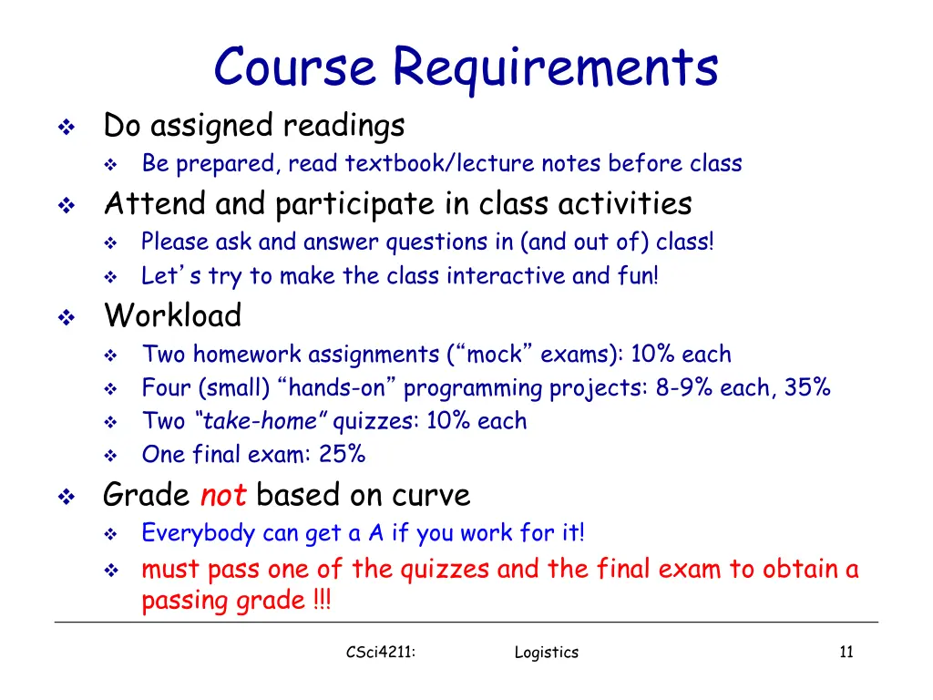 course requirements do assigned readings