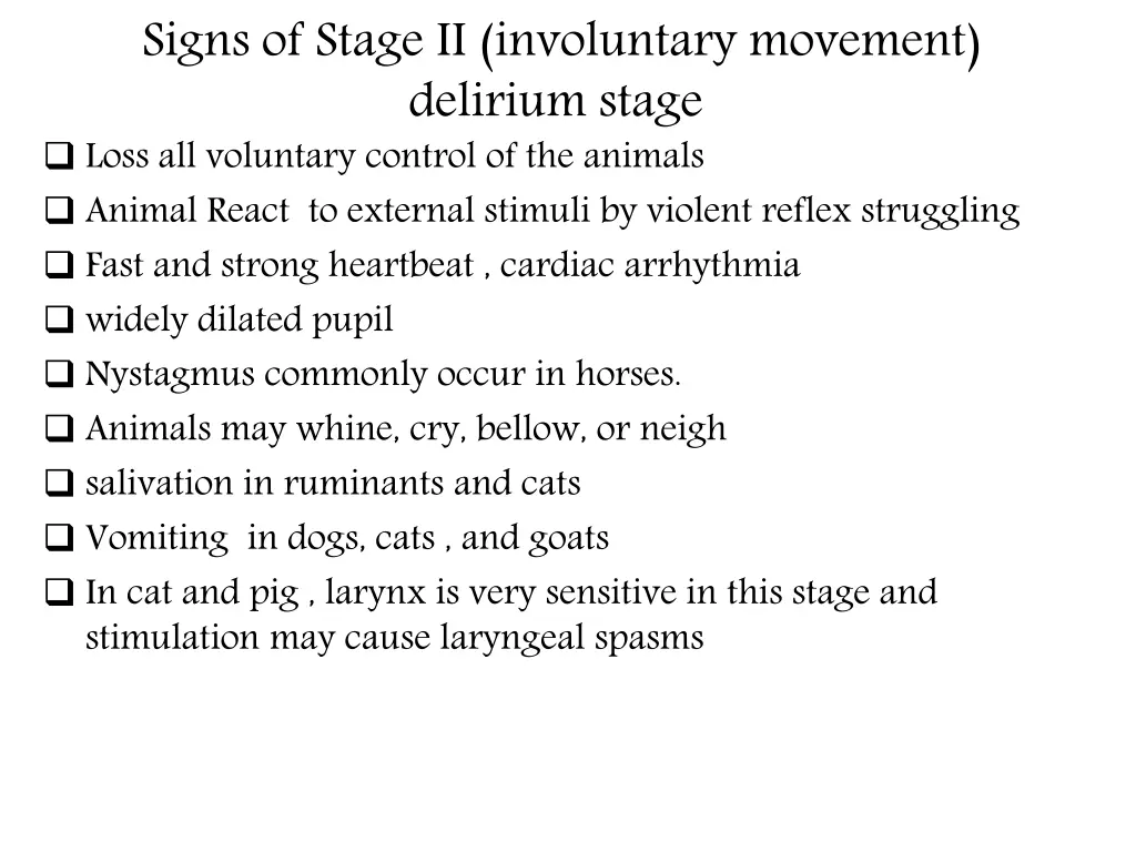 signs of stage ii involuntary movement delirium
