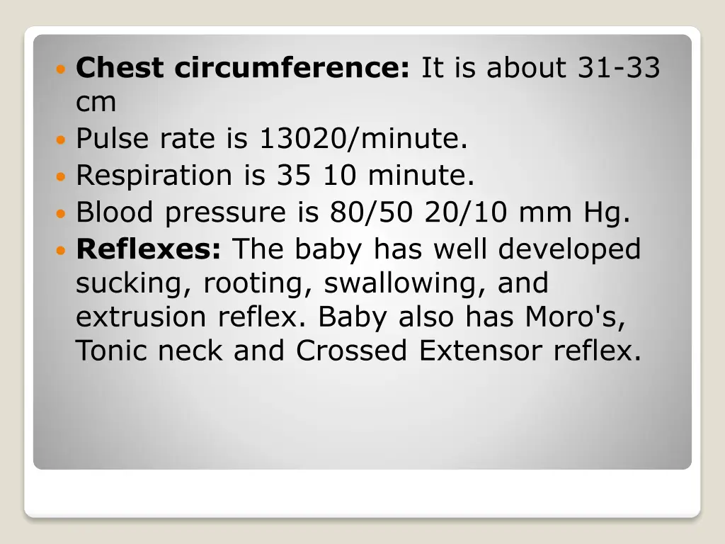 chest circumference it is about 31 33 cm pulse