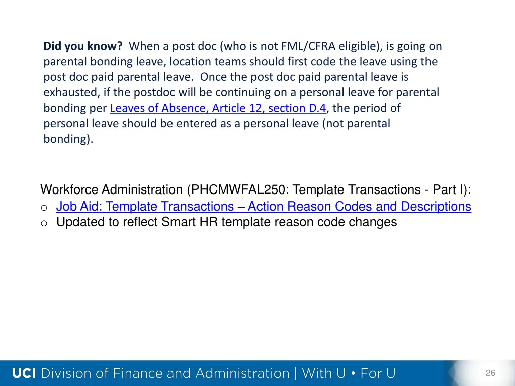 did you know when a post doc who is not fml cfra