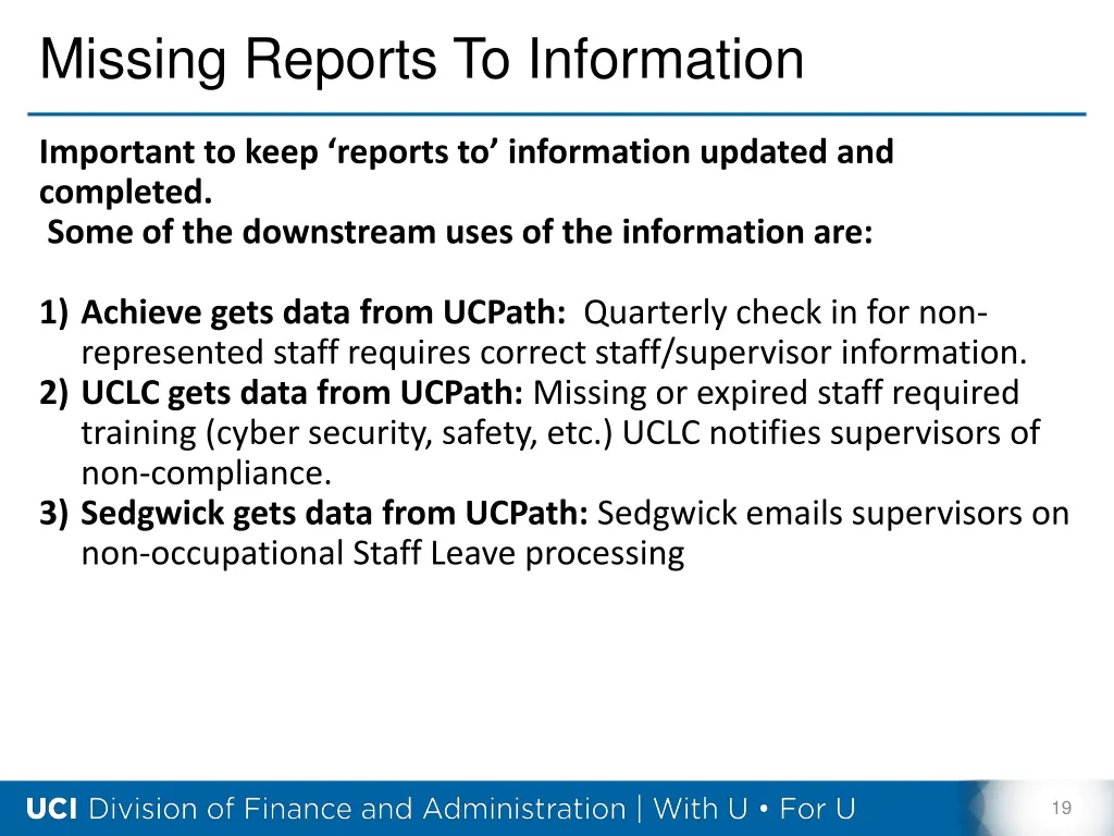 missing reports to information