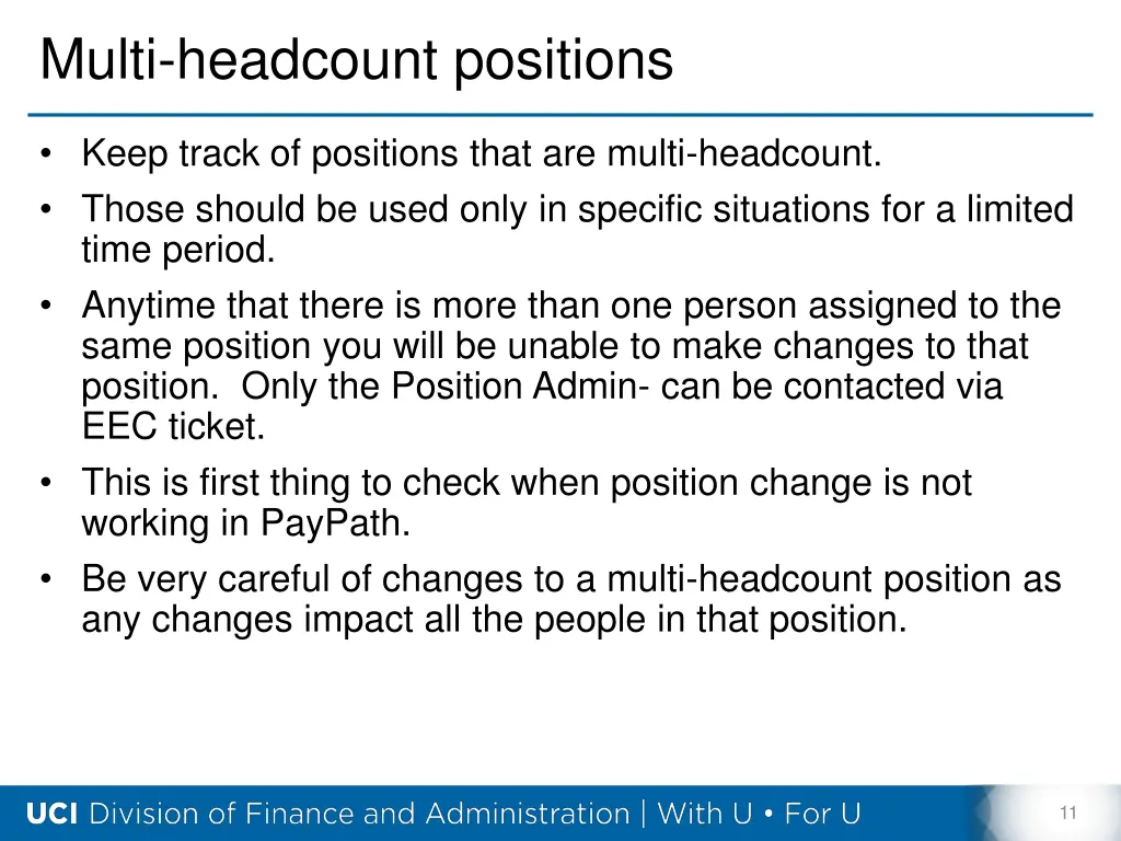 multi headcount positions