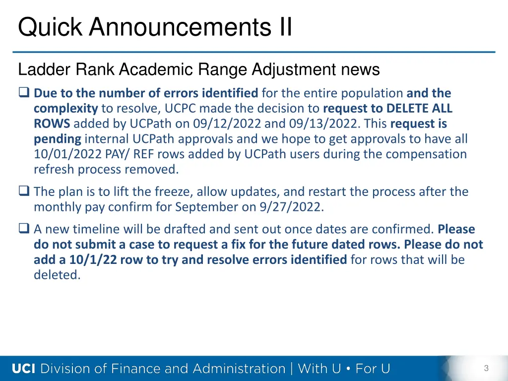 quick announcements ii