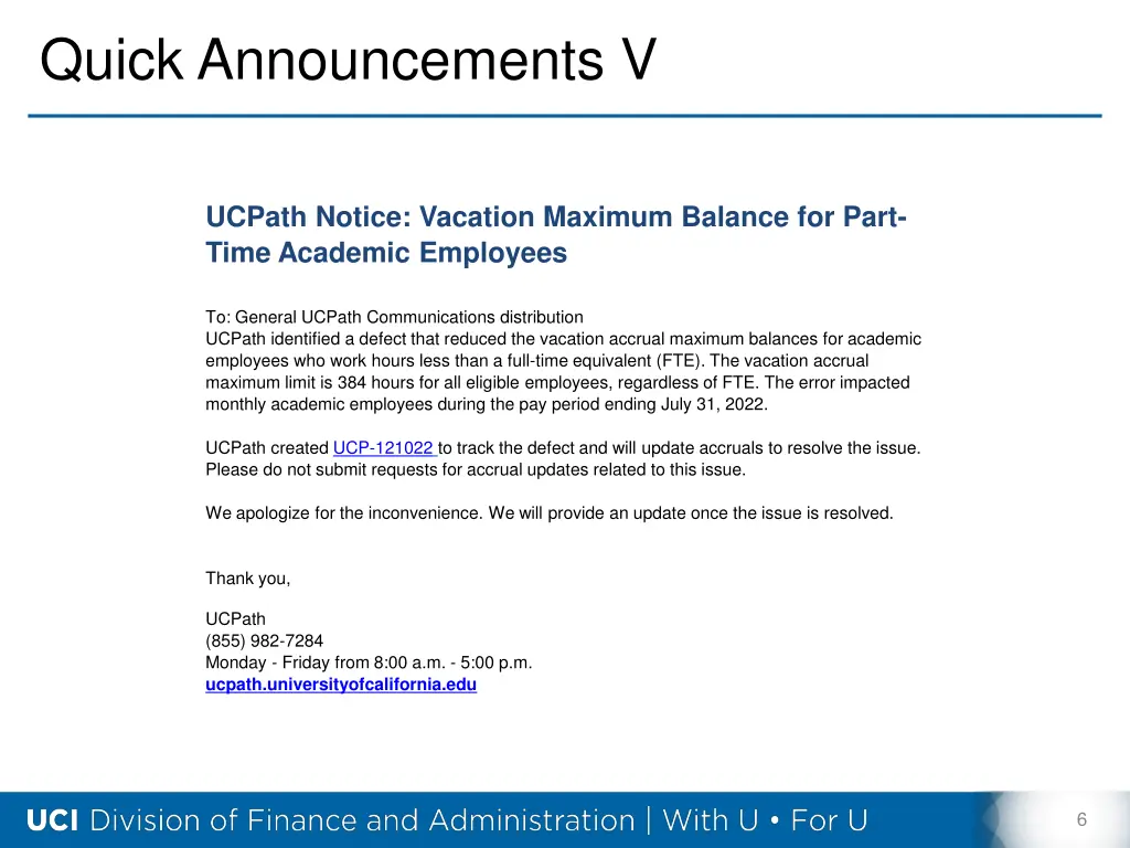 quick announcements v