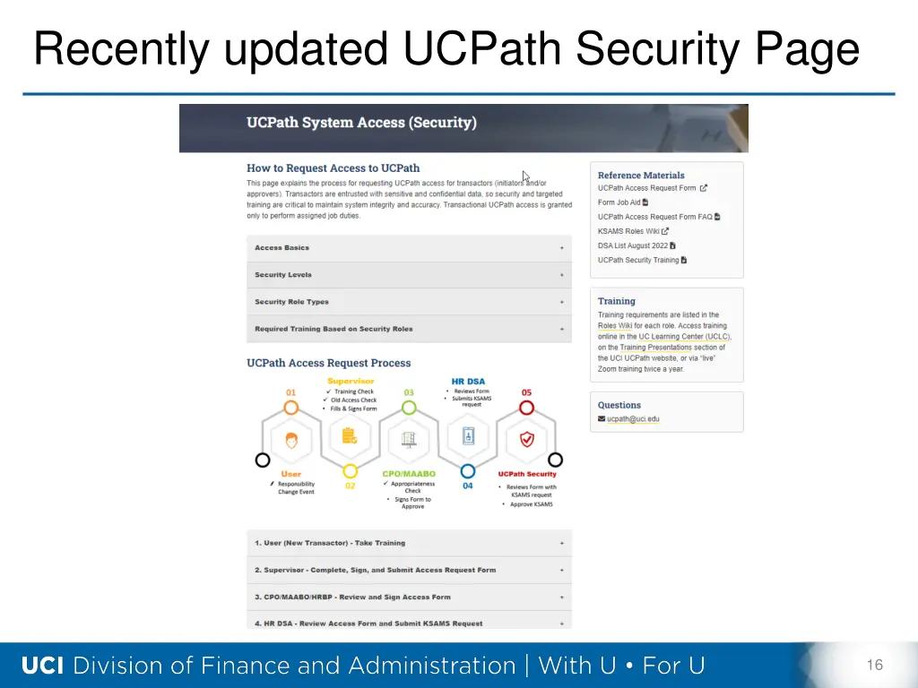 recently updated ucpath security page