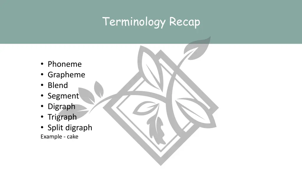 terminology recap