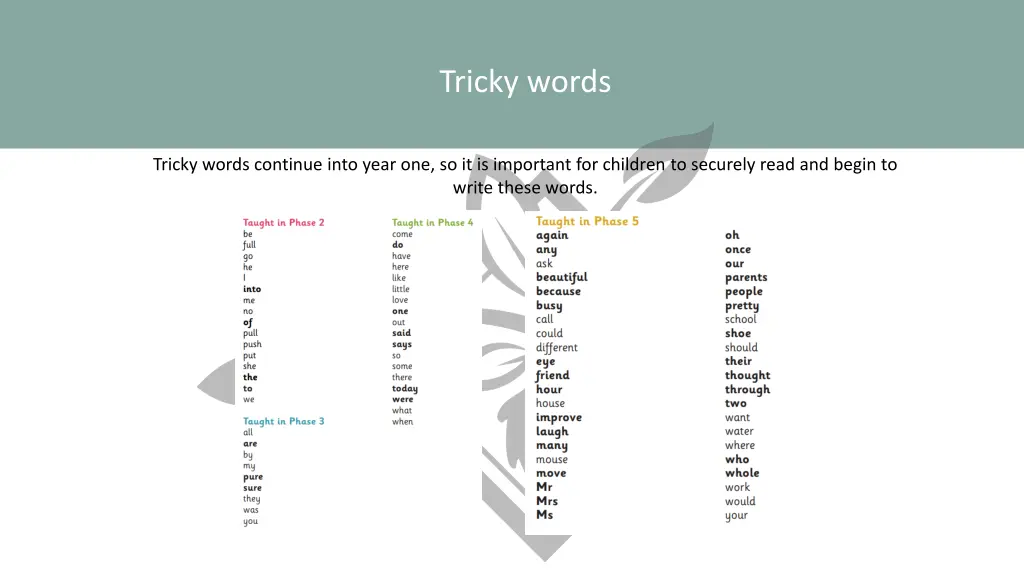 tricky words