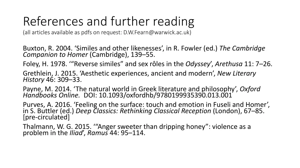 references and further reading all articles
