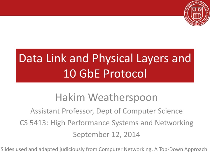 data link and physical layers and 10 gbe protocol