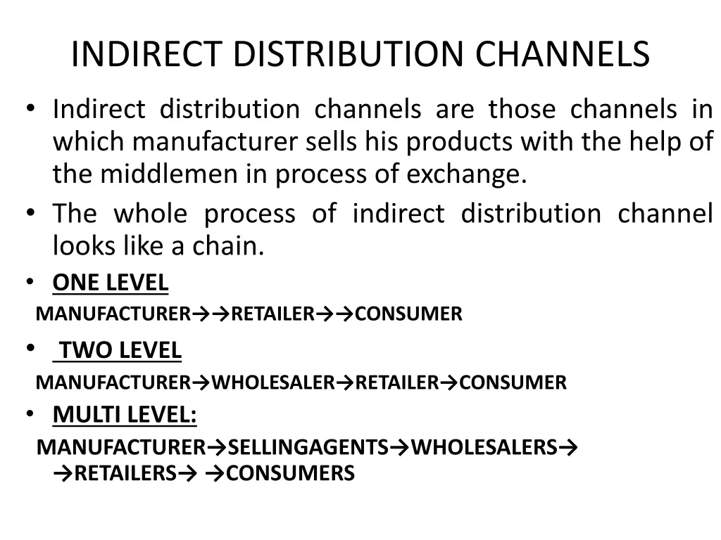 indirect distribution channels indirect