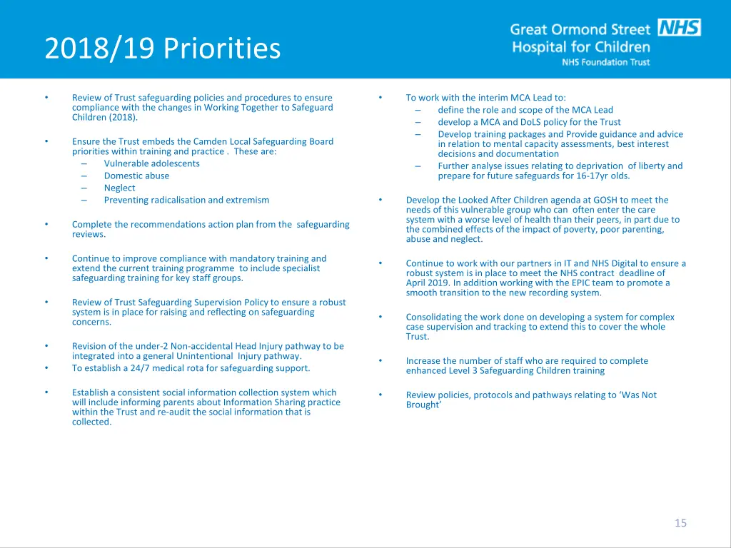 2018 19 priorities