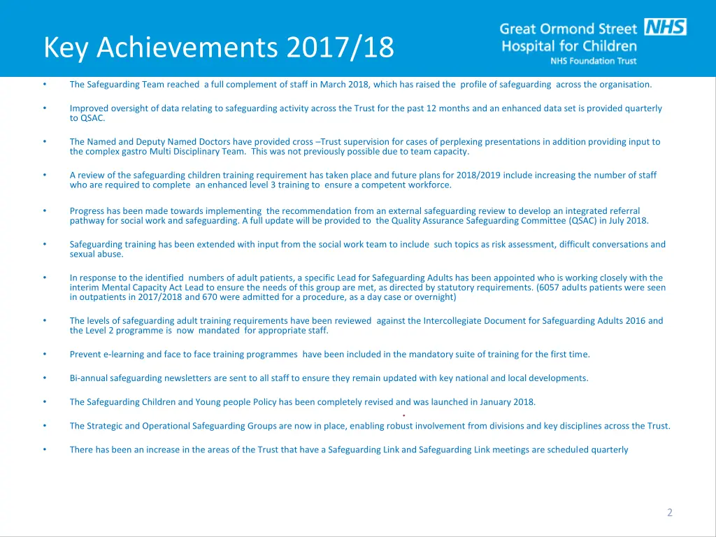 key achievements 2017 18