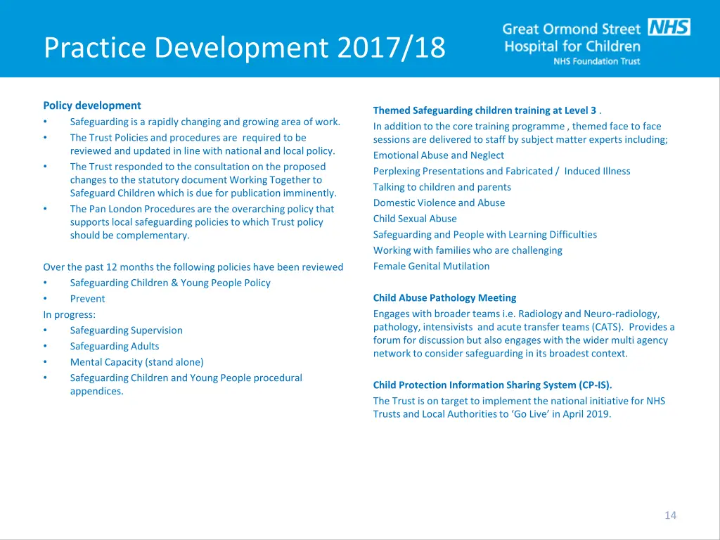 practice development 2017 18