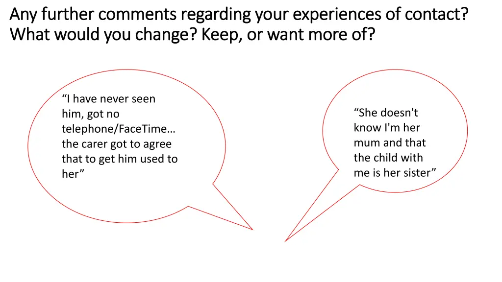 any further comments regarding your experiences 1
