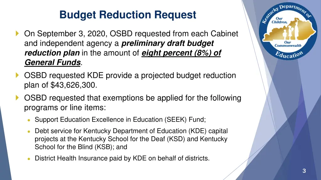 budget reduction request