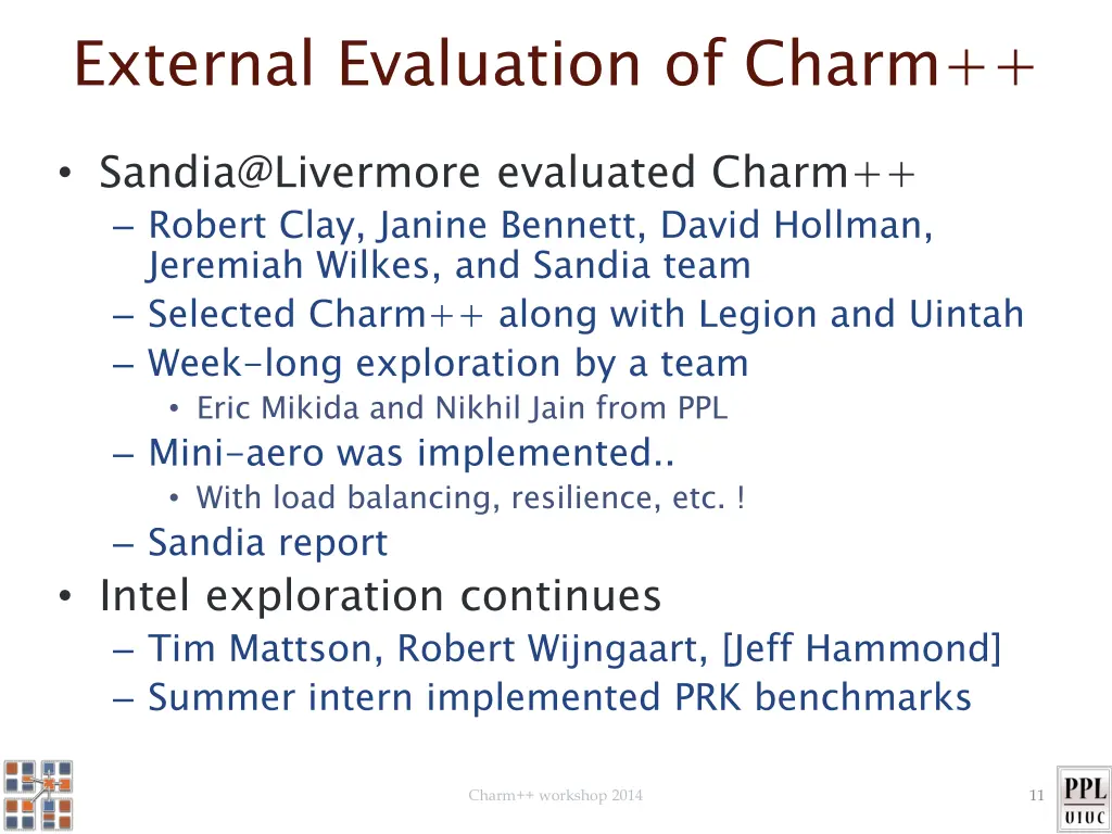 external evaluation of charm