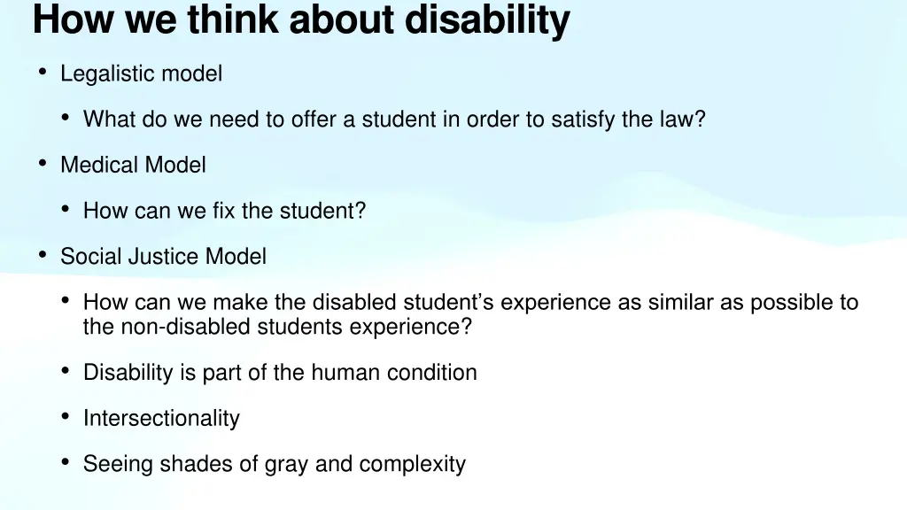 how we think about disability legalistic model