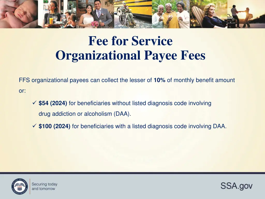 fee for service organizational payee fees