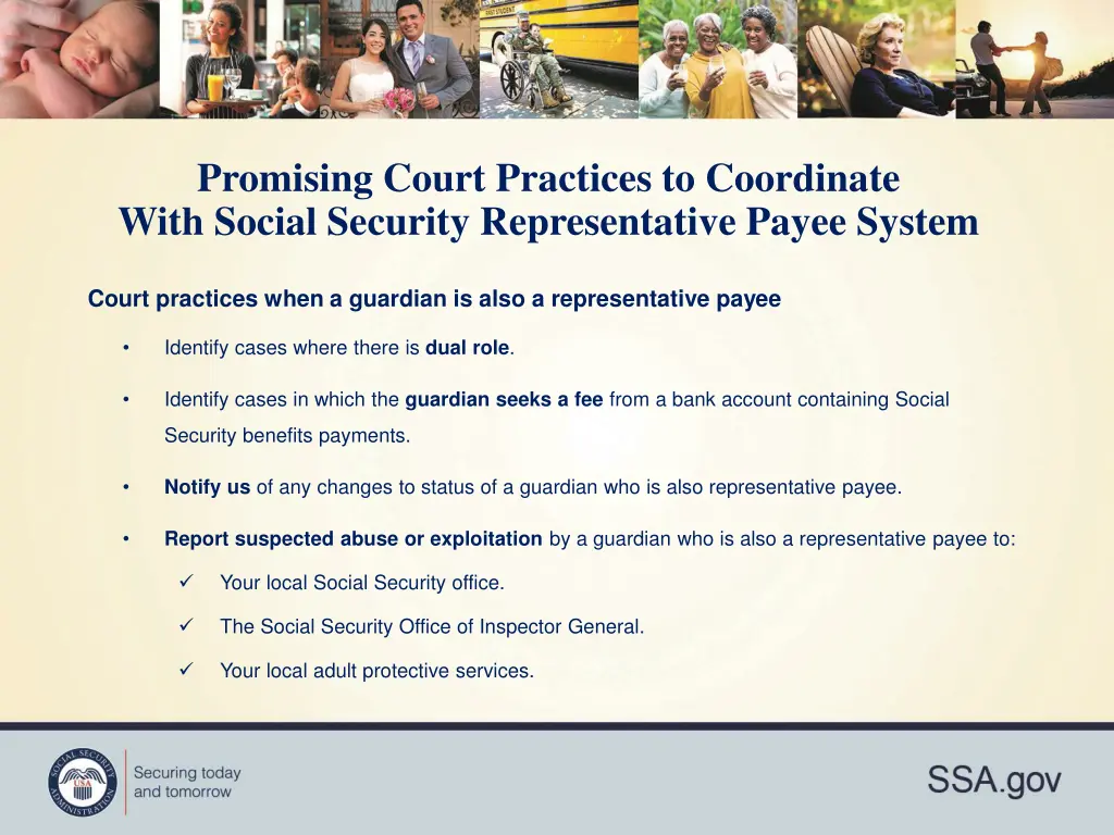 promising court practices to coordinate with