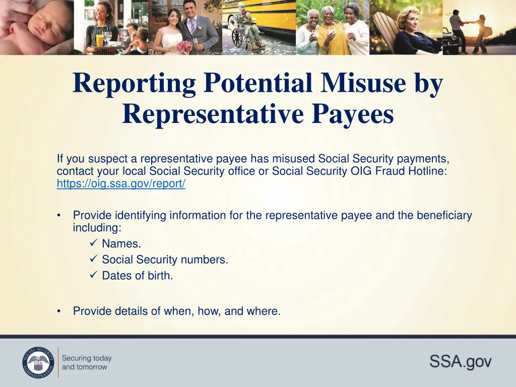 reporting potential misuse by representative