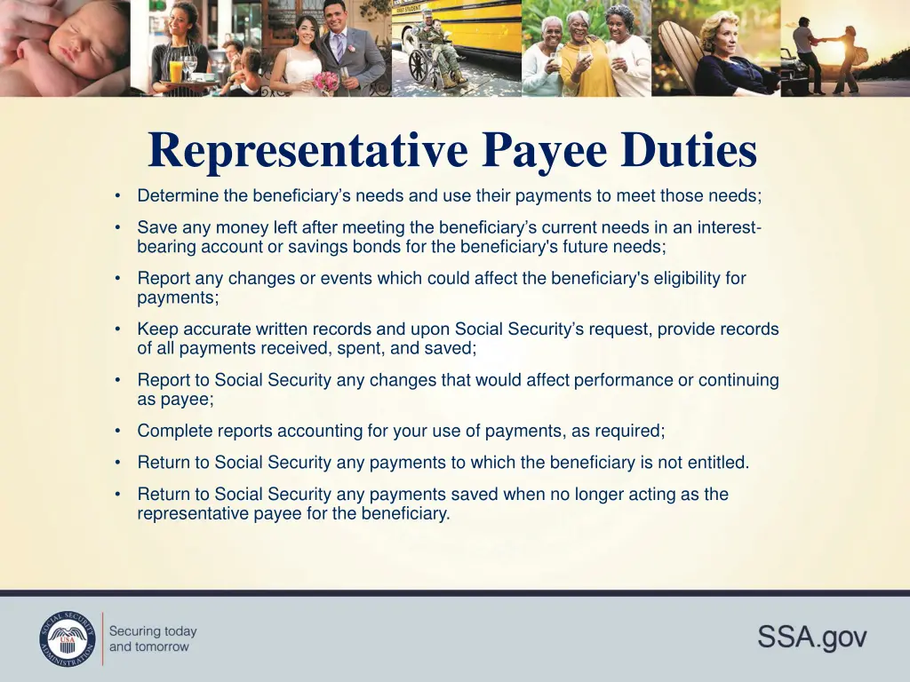 representative payee duties determine