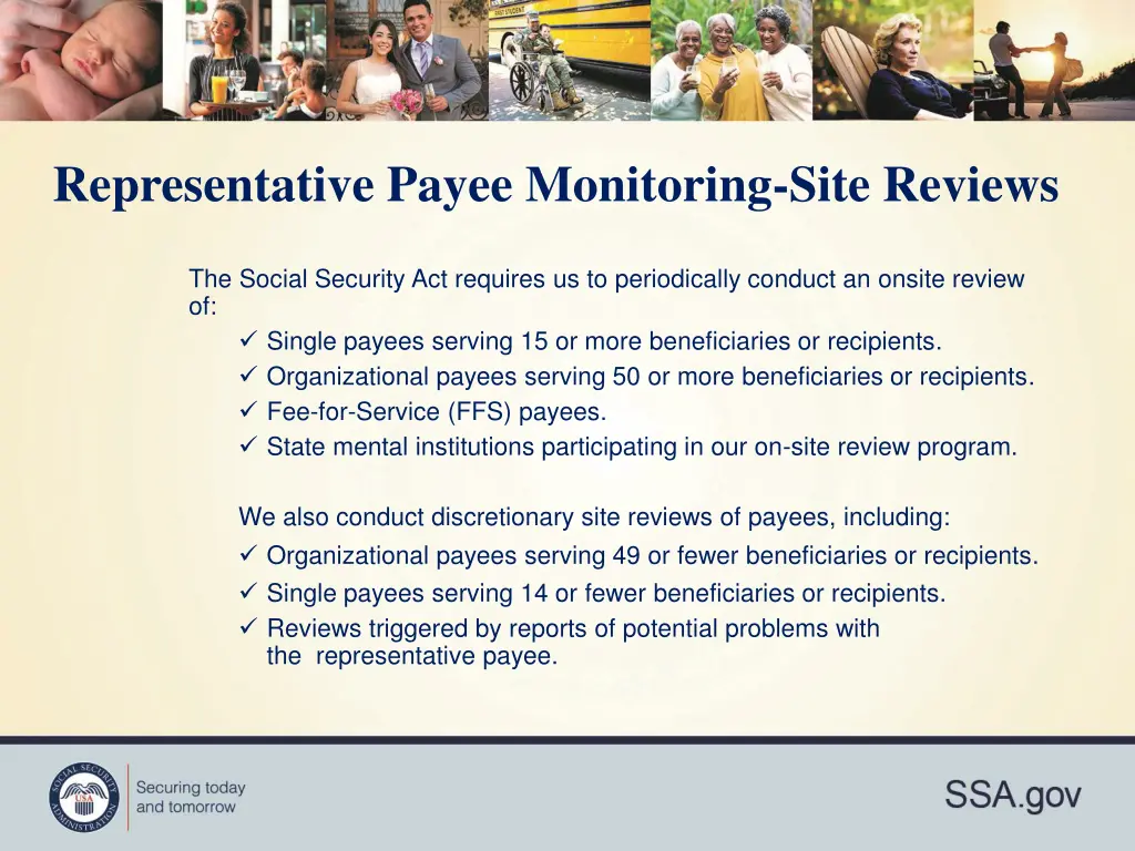 representative payee monitoring site reviews 1