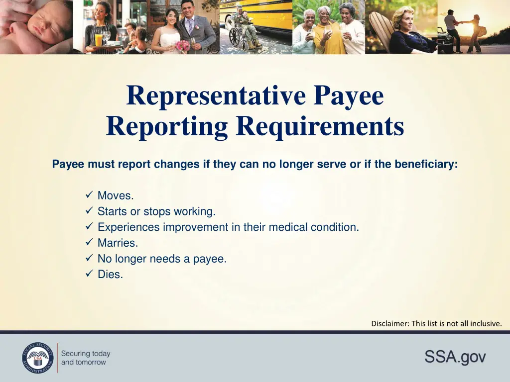 representative payee reporting requirements