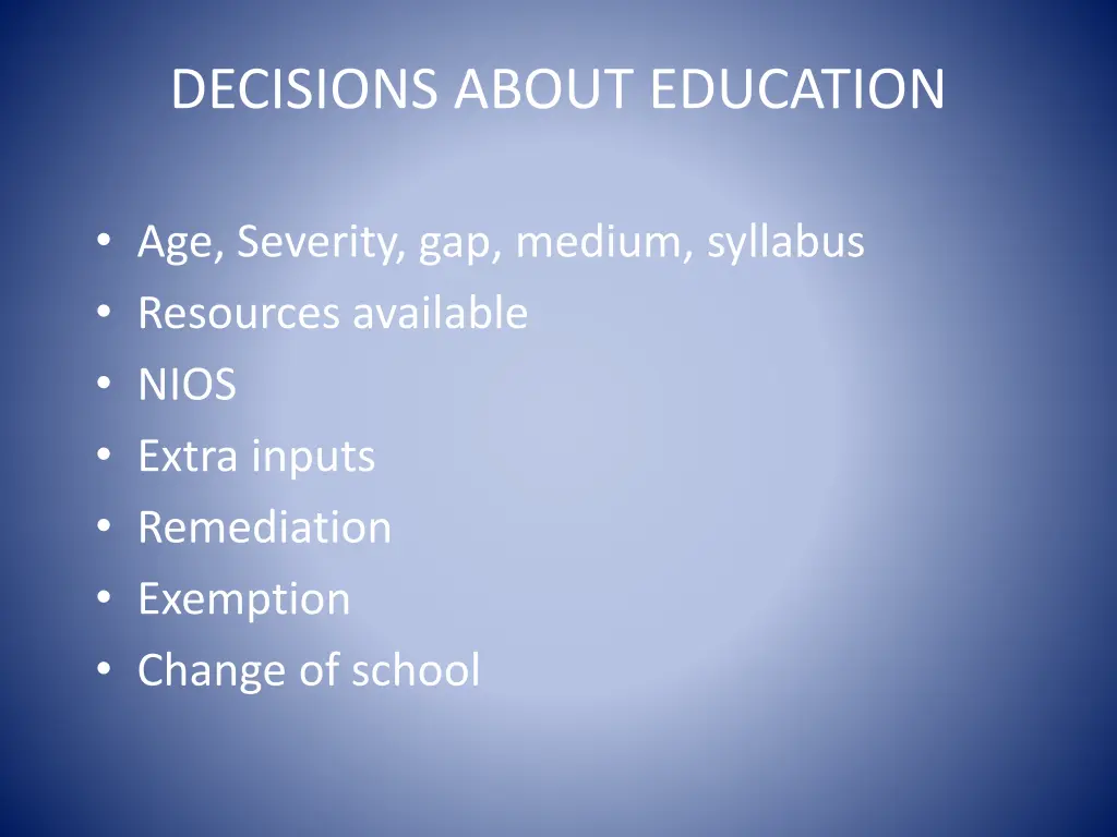 decisions about education