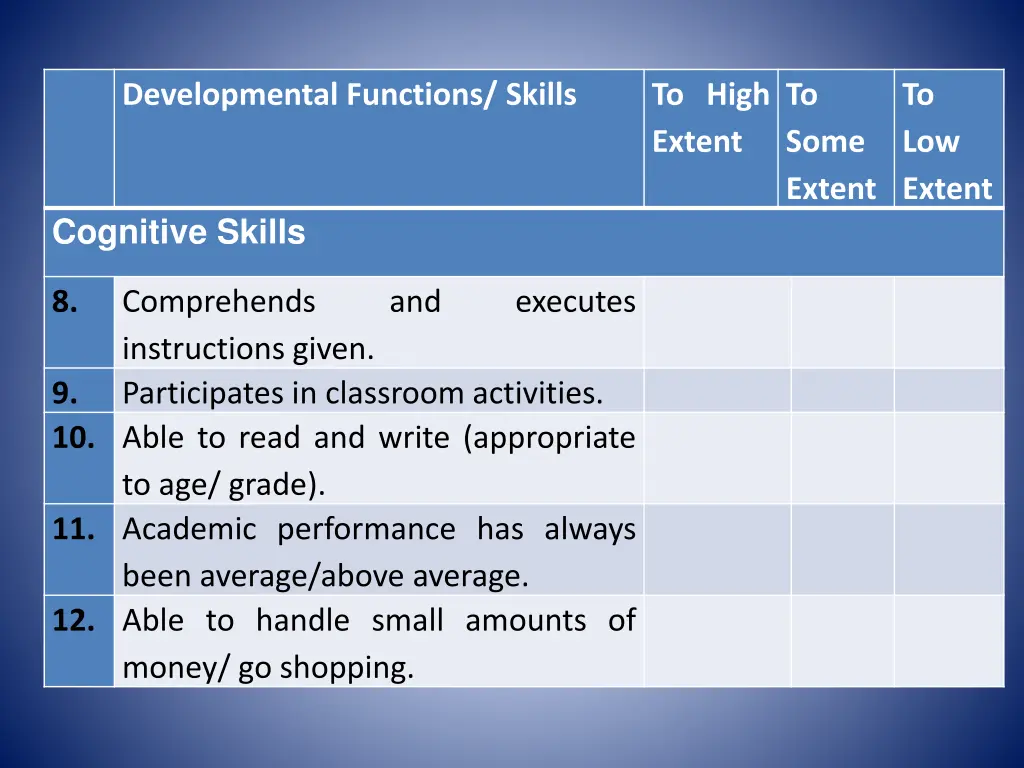developmental functions skills 1