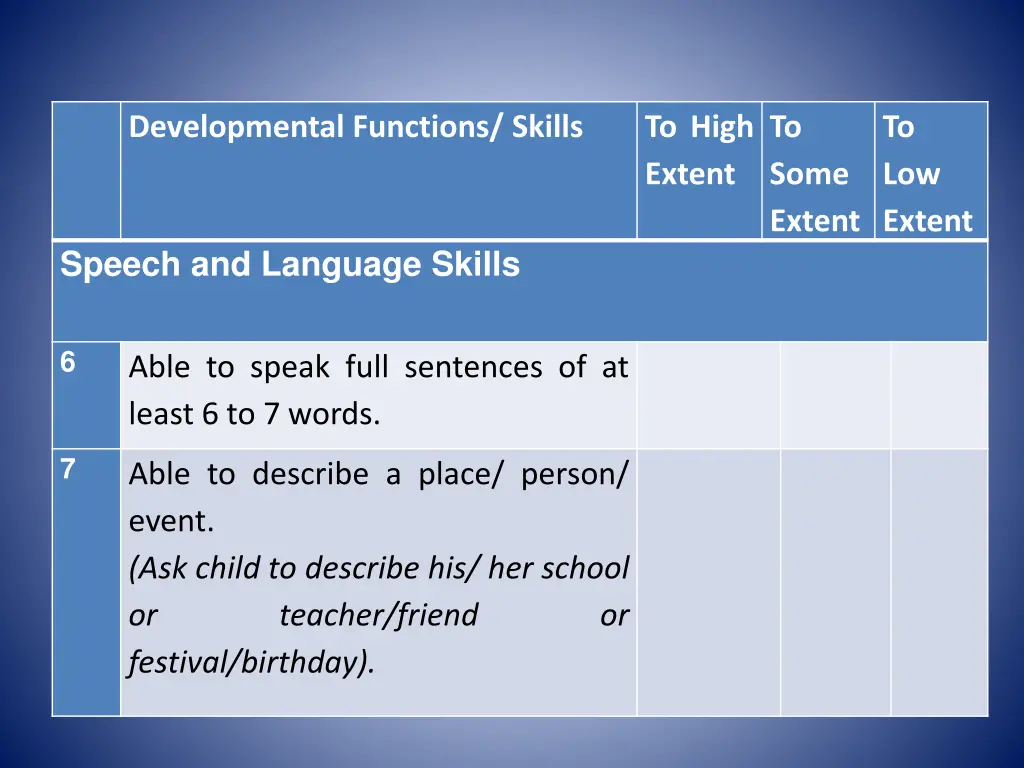 developmental functions skills