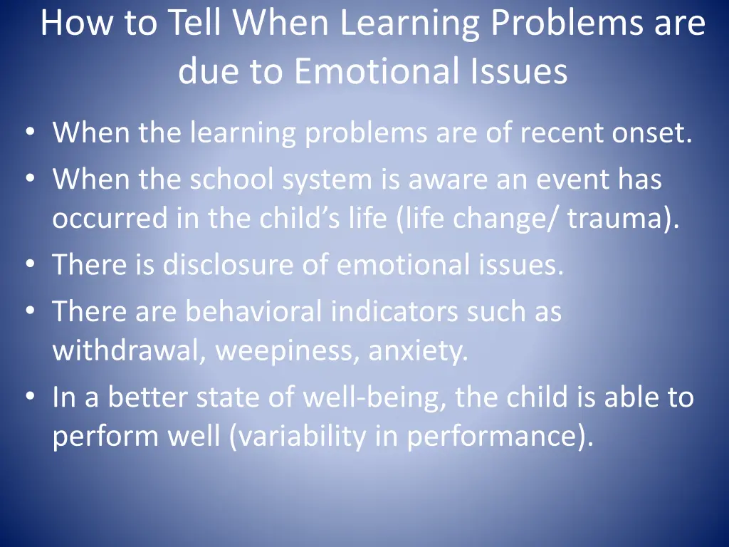 how to tell when learning problems
