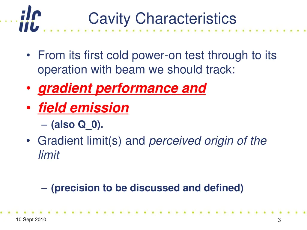 cavity characteristics