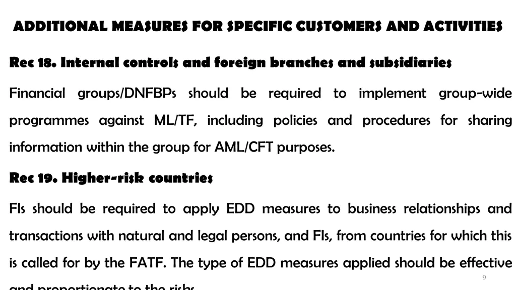 additional measures for specific customers