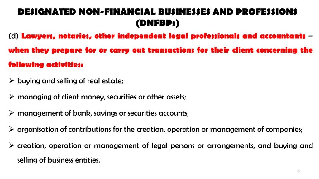 designated non financial businesses