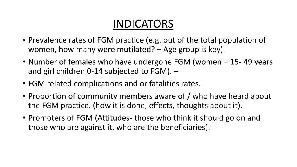 indicators