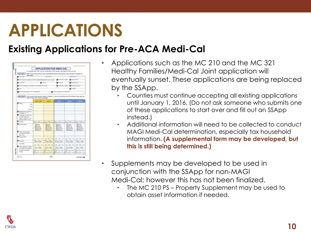 applications existing applications