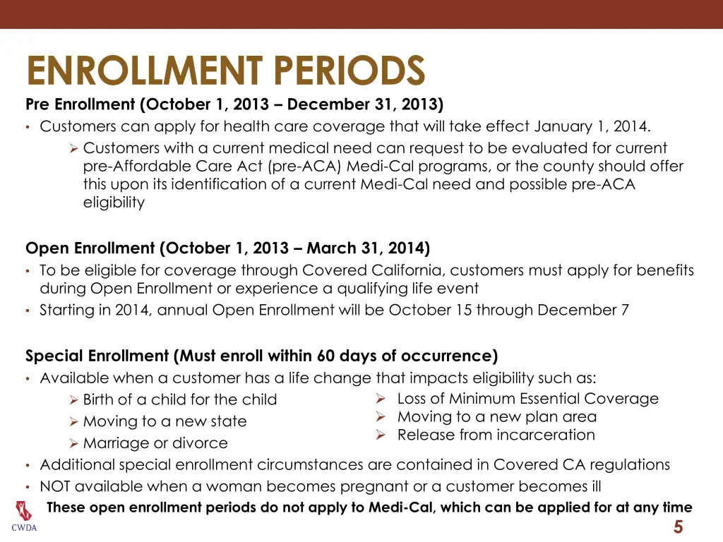enrollment periods pre enrollment october 1 2013