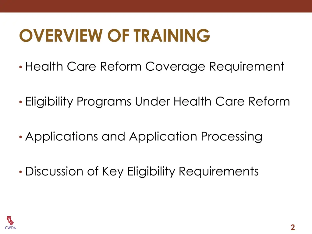 overview of training
