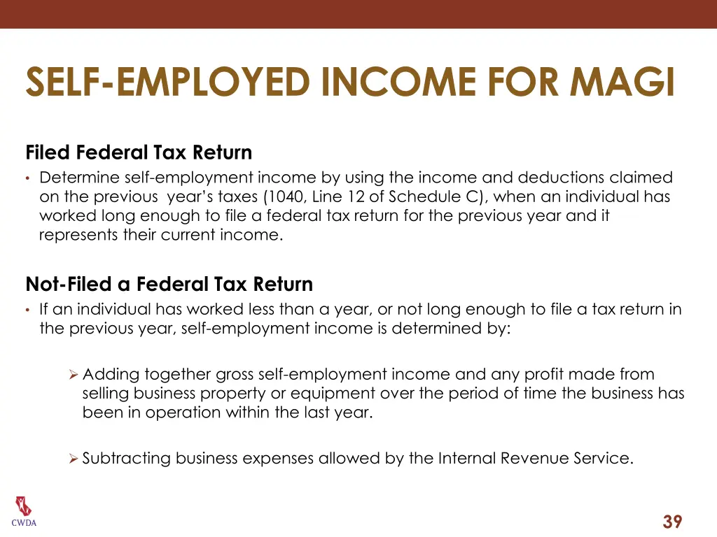 self employed income for magi