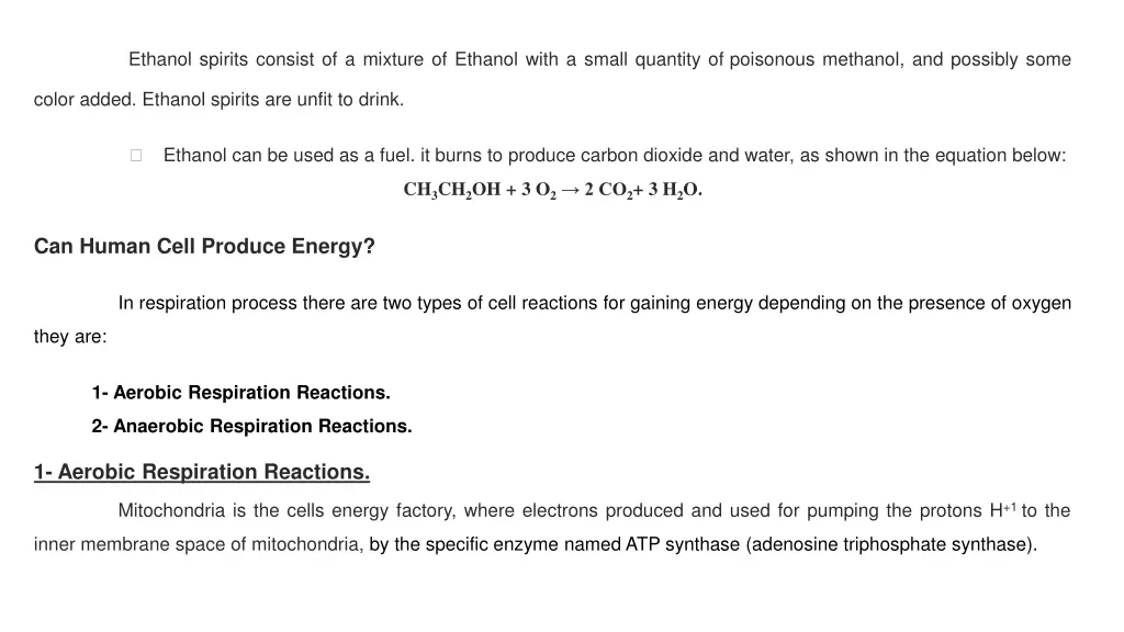 ethanol spirits consist of a mixture of ethanol