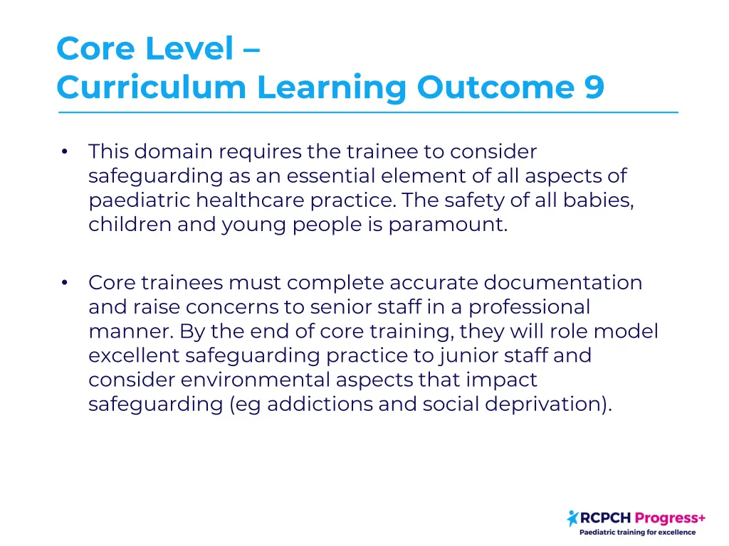 core level curriculum learning outcome 9