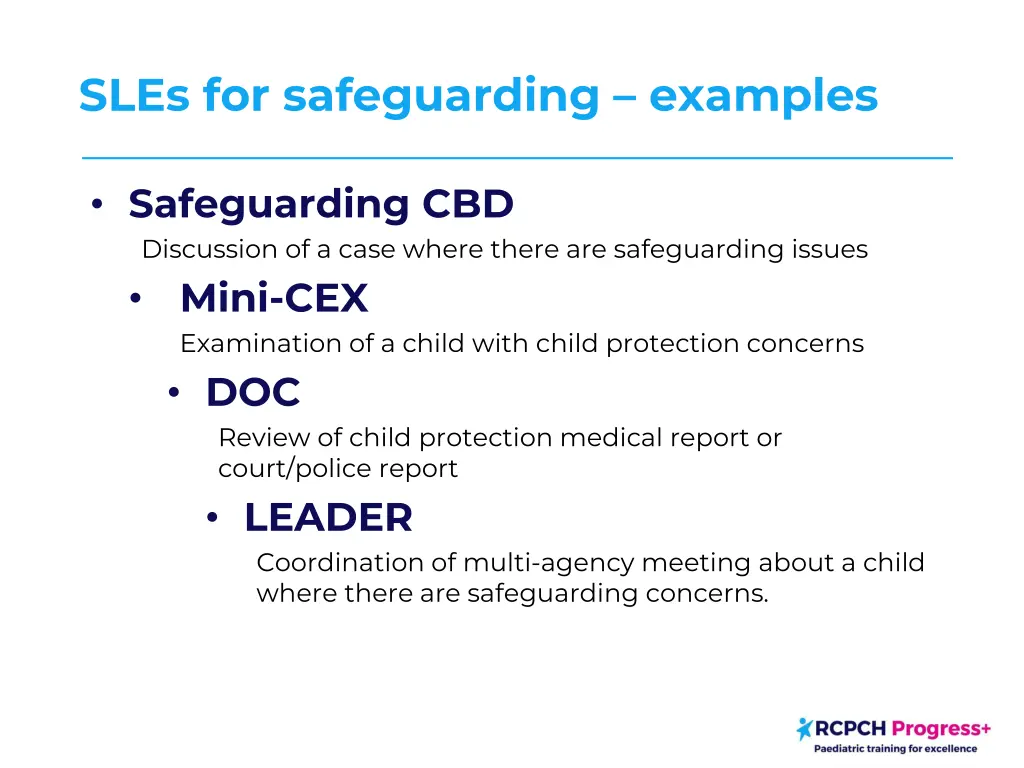 sles for safeguarding examples