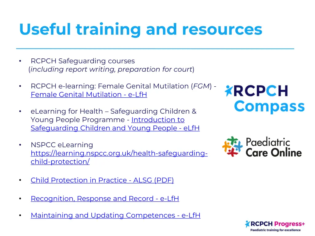 useful training and resources