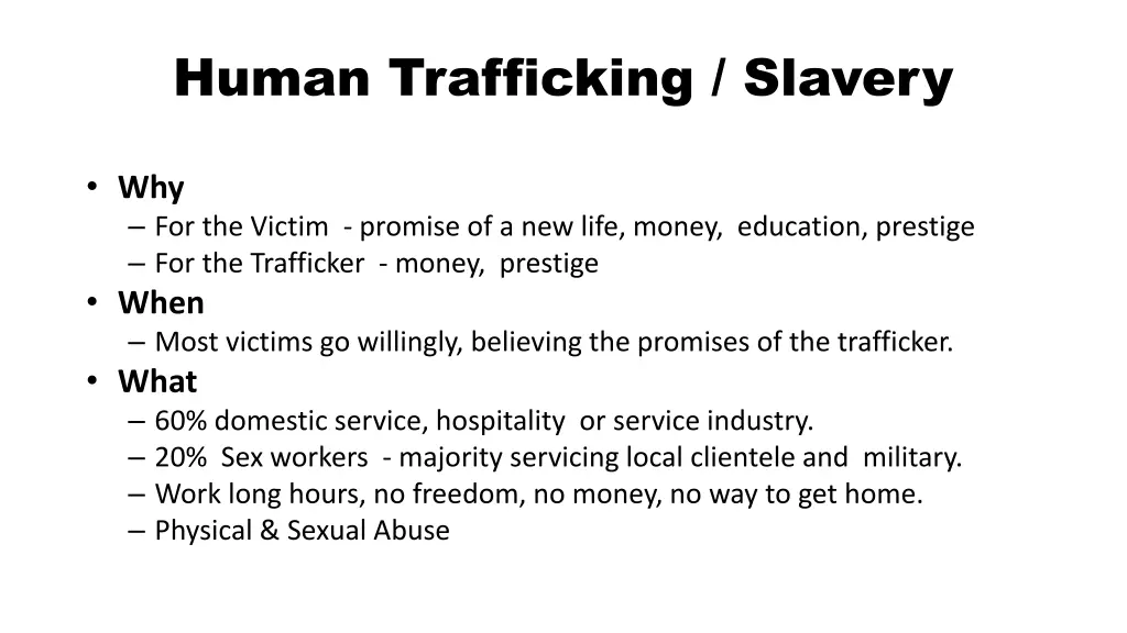 human trafficking slavery