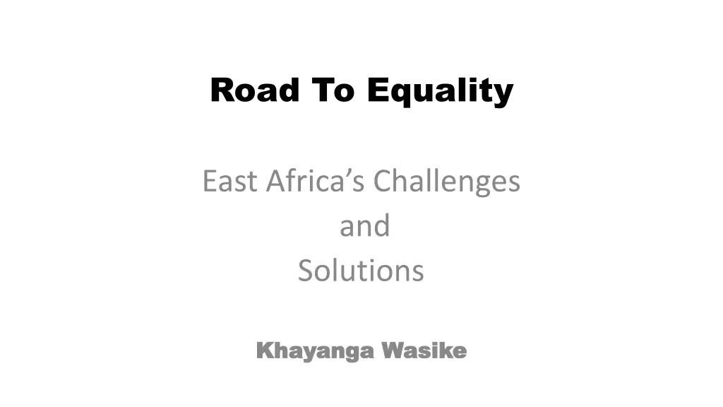 road to equality