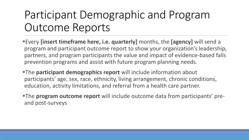 participant demographic and program outcome