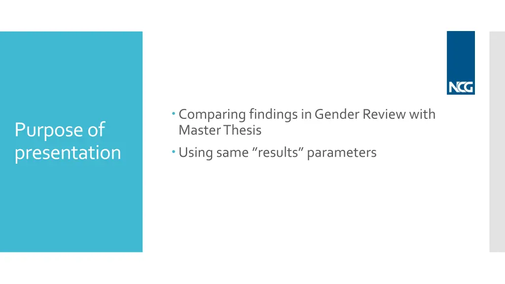 comparing findings in gender reviewwith master