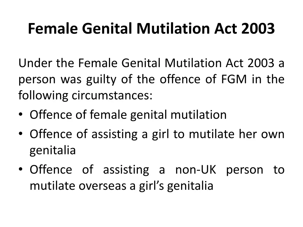 female genital mutilation act 2003