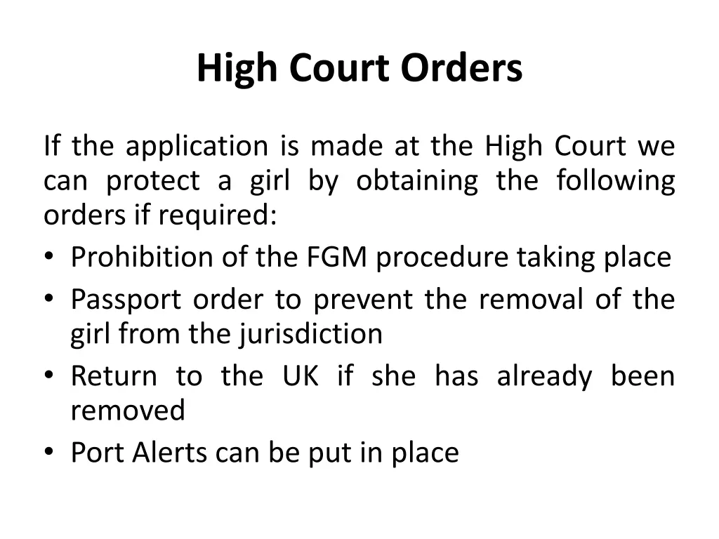 high court orders